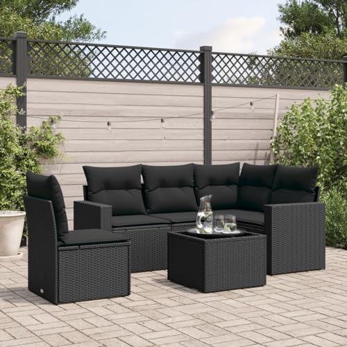 Snsowed 6-TLG. Garten-Sofagarnitur mit Kissen Schwarz Poly Rattan, Lounge Gartenmöbel Set, Möbelsets, Balkon Möbel, Gartenlounge, Gartensofa - 3251312 Snsowed 6-TLG. Garten-Sofagarnitur mit Kissen Schwarz Poly Rattan, Lounge Gartenmöbel Set, Möbelsets, Balkon Möbel, Gartenlounge, Gartensofa - 3251312 von Snsowed