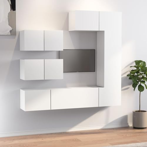 Snsowed 6-TLG. TV-Schrank-Set Weiß Holzwerkstoff, Wohnzimmer Möbel, Sideboard Wohnzimmer, Fernsehschrank, Tv Kommode, Tv Lowboard, Tv Möbel, Wohnwand 3114550 Snsowed 6-TLG. TV-Schrank-Set Weiß Holzwerkstoff, Wohnzimmer Möbel, Sideboard Wohnzimmer, Fernsehschrank, Tv Kommode, Tv Lowboard, Tv Möbel, Wohnwand 3114550 von Snsowed