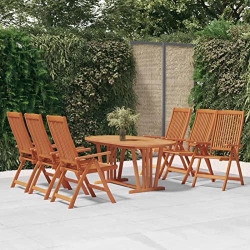Snsowed 7-TLG. Garten-Essgruppe Massivholz Eukalyptus, Esstisch Mit Stühlen Set, Gartenmöbel Sitzgruppe, Balkon Möbel, Gartenlounge Set, Terrassenmöbel, Balkonmöbel Set - 3087342 von Snsowed