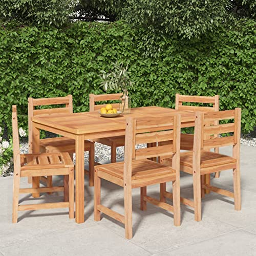 Snsowed 7-TLG. Garten-Essgruppe Massivholz Teak, Esstisch Mit Stühlen Set, Gartenmöbel Sitzgruppe, Balkon Möbel, Gartenlounge Set, Terrassenmöbel, Balkonmöbel Set - 3157186 von Snsowed