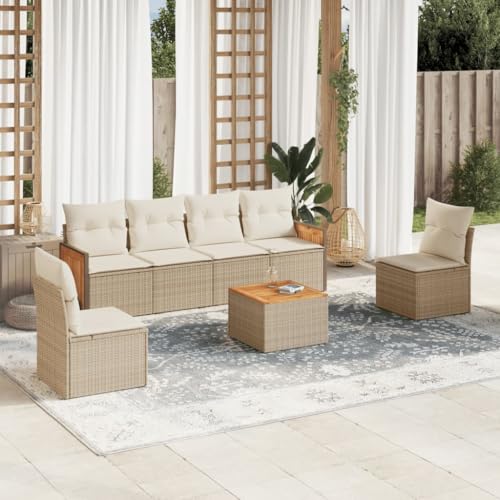 Snsowed 7-TLG. Garten-Sofagarnitur mit Kissen Beige Poly Rattan, Balkonmöbel Set, Gartenmöbel Set, Gartenlounge Set, Terassenmöbel, Loungemöbel Terrasse - 3227549 Snsowed 7-TLG. Garten-Sofagarnitur mit Kissen Beige Poly Rattan, Balkonmöbel Set, Gartenmöbel Set, Gartenlounge Set, Terassenmöbel, Loungemöbel Terrasse - 3227549 von Snsowed