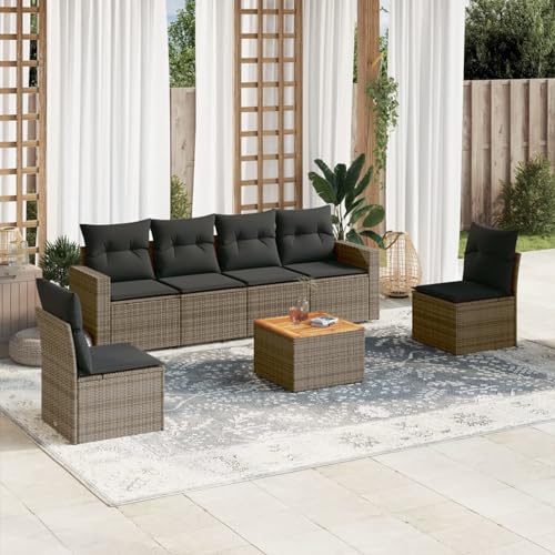 Snsowed 7-TLG. Garten-Sofagarnitur mit Kissen Grau Poly Rattan, Lounge Gartenmöbel Set, Möbelsets, Balkon Möbel, Gartenlounge, Gartensofa - 3224072 Snsowed 7-TLG. Garten-Sofagarnitur mit Kissen Grau Poly Rattan, Lounge Gartenmöbel Set, Möbelsets, Balkon Möbel, Gartenlounge, Gartensofa - 3224072 von Snsowed