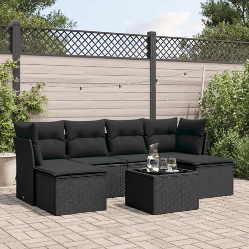 Snsowed 7-TLG. Garten-Sofagarnitur mit Kissen Schwarz Poly Rattan, Lounge Gartenmöbel Set, Möbelsets, Balkon Möbel, Gartenlounge, Gartensofa - 3218015 Snsowed 7-TLG. Garten-Sofagarnitur mit Kissen Schwarz Poly Rattan, Lounge Gartenmöbel Set, Möbelsets, Balkon Möbel, Gartenlounge, Gartensofa - 3218015 von Snsowed