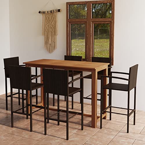 Snsowed 7-TLG. Gartenbar-Set, Gartenmöbel Sitzgruppe, Tisch Mit Stühlen Set, Outdoor Möbel, Sitzgruppe Garten, Braun von Snsowed