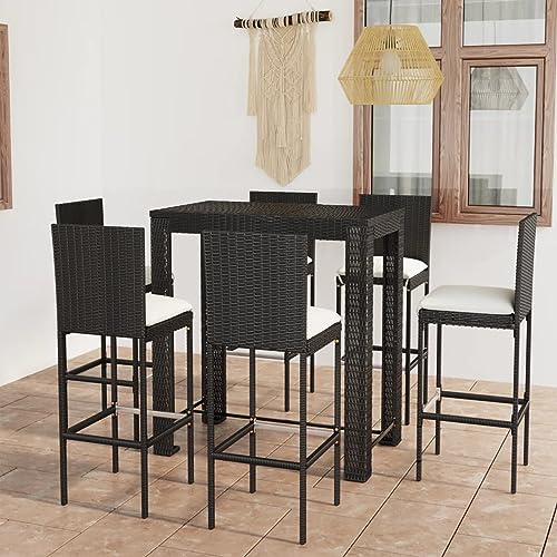 Snsowed 7-TLG. Gartenbar-Set mit Kissen, Gartenmöbel Sitzgruppe, Tisch Mit Stühlen Set, Outdoor Möbel, Sitzgruppe Garten, Poly Rattan Schwarz Snsowed 7-TLG. Gartenbar-Set mit Kissen, Gartenmöbel Sitzgruppe, Tisch Mit Stühlen Set, Outdoor Möbel, Sitzgruppe Garten, Poly Rattan Schwarz von Snsowed