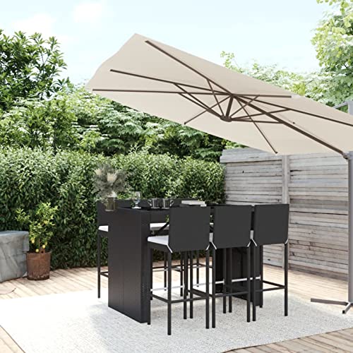 Snsowed 7-TLG. Gartenbar-Set mit Kissen, Outdoor Möbel Wetterfest, Bartisch Set, Gartenmöbel Set, Outdoor Bar, Gartenbar Outdoor, Schwarz Poly Rattan Snsowed 7-TLG. Gartenbar-Set mit Kissen, Outdoor Möbel Wetterfest, Bartisch Set, Gartenmöbel Set, Outdoor Bar, Gartenbar Outdoor, Schwarz Poly Rattan von Snsowed