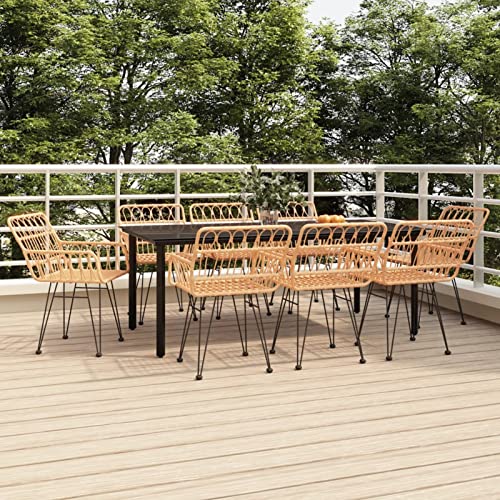 Snsowed 9-TLG. Garten-Essgruppe Poly Rattan, Esstisch Mit Stühlen Set, Gartenmöbel Sitzgruppe, Balkon Möbel, Gartenlounge Set, Terrassenmöbel, Balkonmöbel Set - 3157865 von Snsowed