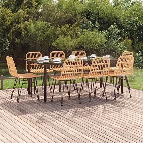 Snsowed 9-TLG. Garten-Essgruppe Poly Rattan, Esstisch Mit Stühlen Set, Gartenmöbel Sitzgruppe, Balkon Möbel, Gartenlounge Set, Terrassenmöbel, Balkonmöbel Set - 3157893 von Snsowed