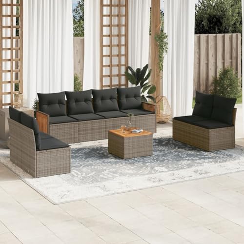 Snsowed 9-TLG. Garten-Sofagarnitur mit Kissen Grau Poly Rattan, Lounge Gartenmöbel Set, Möbelsets, Balkon Möbel, Gartenlounge, Gartensofa - 3259981 Snsowed 9-TLG. Garten-Sofagarnitur mit Kissen Grau Poly Rattan, Lounge Gartenmöbel Set, Möbelsets, Balkon Möbel, Gartenlounge, Gartensofa - 3259981 von Snsowed