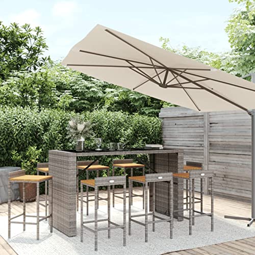 Snsowed 9-TLG. Gartenbar-Set, Outdoor Möbel Wetterfest, Gartenmöbel Set, Bartisch Set, Gartenbar Outdoor, Outdoor Bar, Grau Poly Rattan & Massivholz Akazie Snsowed 9-TLG. Gartenbar-Set, Outdoor Möbel Wetterfest, Gartenmöbel Set, Bartisch Set, Gartenbar Outdoor, Outdoor Bar, Grau Poly Rattan & Massivholz Akazie von Snsowed