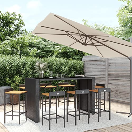 Snsowed 9-TLG. Gartenbar-Set, Outdoor Möbel Wetterfest, Gartenmöbel Set, Bartisch Set, Outdoor Bar, Gartenbar Outdoor, Schwarz Poly Rattan & Massivholz Akazie Snsowed 9-TLG. Gartenbar-Set, Outdoor Möbel Wetterfest, Gartenmöbel Set, Bartisch Set, Outdoor Bar, Gartenbar Outdoor, Schwarz Poly Rattan & Massivholz Akazie von Snsowed