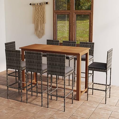 Snsowed 9-TLG. Gartenbar-Set mit Kissen, Gartenmöbel Sitzgruppe, Tisch Mit Stühlen Set, Outdoor Möbel, Sitzgruppe Garten, Balkonmöbel Set, Grau Snsowed 9-TLG. Gartenbar-Set mit Kissen, Gartenmöbel Sitzgruppe, Tisch Mit Stühlen Set, Outdoor Möbel, Sitzgruppe Garten, Balkonmöbel Set, Grau von Snsowed