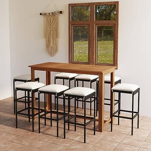 Snsowed 9-TLG. Gartenbar-Set mit Kissen, Gartenmöbel Sitzgruppe, Tisch Mit Stühlen Set, Outdoor Möbel, Sitzgruppe Garten, Balkonmöbel Set, Schwarz Snsowed 9-TLG. Gartenbar-Set mit Kissen, Gartenmöbel Sitzgruppe, Tisch Mit Stühlen Set, Outdoor Möbel, Sitzgruppe Garten, Balkonmöbel Set, Schwarz von Snsowed