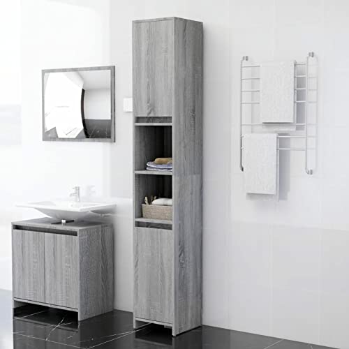 Snsowed Badezimmerschrank, Badschrank, Badezimmer Möbel, Badmöbel Für Kleine Bäder, Grau Sonoma 30x30x183,5 cm Holzwerkstoff Snsowed Badezimmerschrank, Badschrank, Badezimmer Möbel, Badmöbel Für Kleine Bäder, Grau Sonoma 30x30x183,5 cm Holzwerkstoff von Snsowed