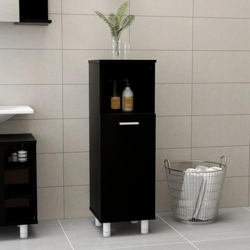 Snsowed Badezimmerschrank, Badschrank, Badezimmer Möbel, Badmöbel Für Kleine Bäder, Schwarz 30x30x95 cm Spanplatte Snsowed Badezimmerschrank, Badschrank, Badezimmer Möbel, Badmöbel Für Kleine Bäder, Schwarz 30x30x95 cm Spanplatte von Snsowed