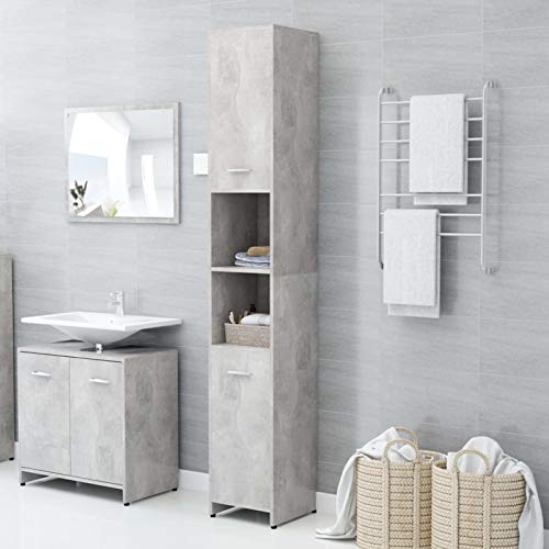 Snsowed Badezimmerschrank Betongrau 30x30x183,5 cm Holzwerkstoff, Badschrank, Badezimmer Möbel, Badmöbel Für Kleine Bäder - 802601 von Snsowed