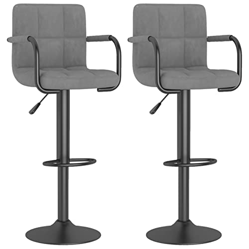 Snsowed Barhocker 2 STK Barstuhl, Bar Chair, Bar Hochstuhl, Barstool, Küchenhocker, Thekenstuhl, Bistrohocker, Tresenhocker, Hellgrau Samt von Snsowed