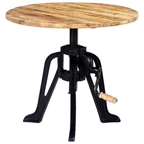 Snsowed Beistelltisch, Tabletttisch, Blumenhocker, Nachttisch, Couchtisch, Wohnzimmer, Nightstand, 60×(46-63) cm Massivholz Mango und Gusseisen von Snsowed