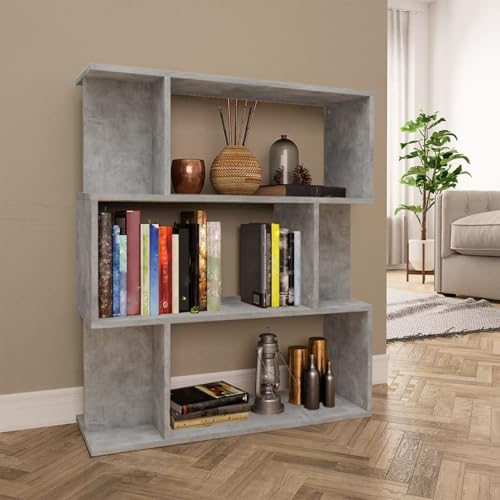 Snsowed Bücherregal/Raumteiler Betongrau 80x24x96 cm Holzwerkstoff, Bookshelf, Regalbrett, Book Shelf, Bücher Regal, Deko Regal Wohnzimmer, Standregal - 800085 von Snsowed