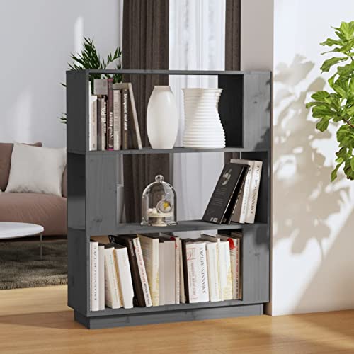 Snsowed Bücherregal/Raumteiler Grau 80x25x101 cm Massivholz Kiefer, Bookshelf, Regalbrett, Book Shelf, Bücher Regal, Deko Regal Wohnzimmer, Standregal - 814056 von Snsowed