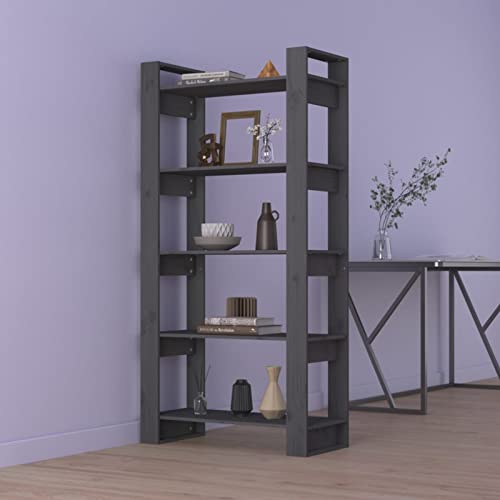 Snsowed Bücherregal/Raumteiler Grau 80x35x160 cm Massivholz, Bookshelf, Regalbrett, Book Shelf, Bücher Regal, Deko Regal Wohnzimmer, Standregal - 813911 Snsowed Bücherregal/Raumteiler Grau 80x35x160 cm Massivholz, Bookshelf, Regalbrett, Book Shelf, Bücher Regal, Deko Regal Wohnzimmer, Standregal - 813911 von Snsowed