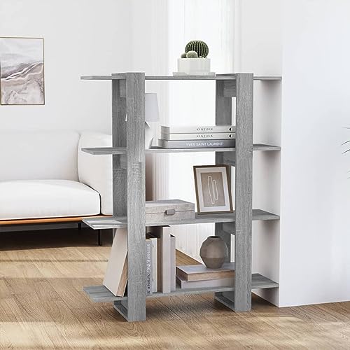 Snsowed Bücherregal/Raumteiler Grau Sonoma 100×30×123,5 cm, Bookshelf, Regalbrett, Book Shelf, Bücher Regal, Deko Regal Wohnzimmer, Standregal - 813564 von Snsowed