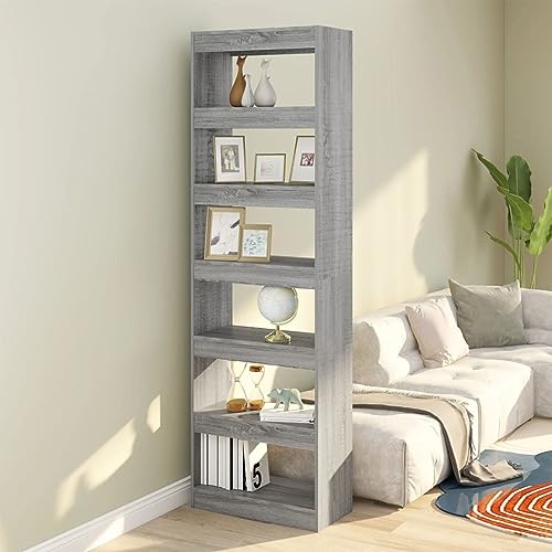 Snsowed Bücherregal/Raumteiler Grau Sonoma 60x30x198 cm, Bookshelf, Regalbrett, Book Shelf, Bücher Regal, Deko Regal Wohnzimmer, Standregal - 813612 von Snsowed