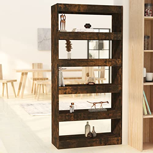 Snsowed Bücherregal/Raumteiler Räuchereiche 80x30x166 cm Holzwerkstoff, Bookshelf, Regalbrett, Book Shelf, Bücher Regal, Deko Regal Wohnzimmer, Standregal - 813623 von Snsowed