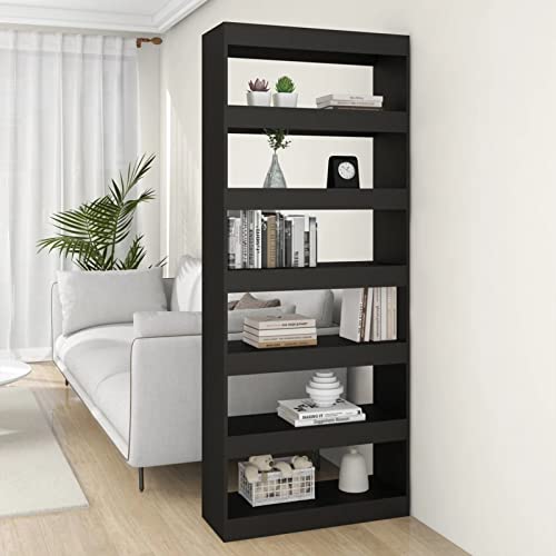 Snsowed Bücherregal/Raumteiler Schwarz 80x30x198 cm Holzwerkstoff, Bookshelf, Regalbrett, Book Shelf, Bücher Regal, Deko Regal Wohnzimmer, Standregal - 811728 von Snsowed