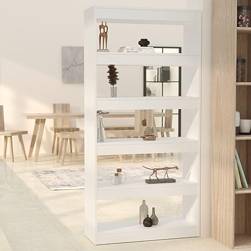 Snsowed Bücherregal/Raumteiler Weiß 80x30x166 cm Holzwerkstoff, Bookshelf, Regalbrett, Book Shelf, Bücher Regal, Deko Regal Wohnzimmer, Standregal - 811718 von Snsowed