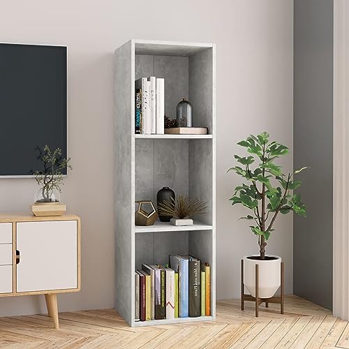 Snsowed Bücherregal/TV-Schrank, Fernsehtisch, Tv Lowboard, Fernsehschrank, Tv Bank, Tv Table, Tv Kommode, Betongrau 36 x 30 x 114 cm Spanplatte von Snsowed