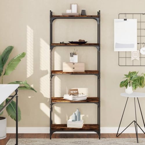 Snsowed Bücherregal 5 Böden Räuchereiche 60x30x154 cm Holzwerkstoff, Bookshelf, Regalbrett, Book Shelf, Bücher Regal, Deko Regal Wohnzimmer, Standregal - 837659 von Snsowed