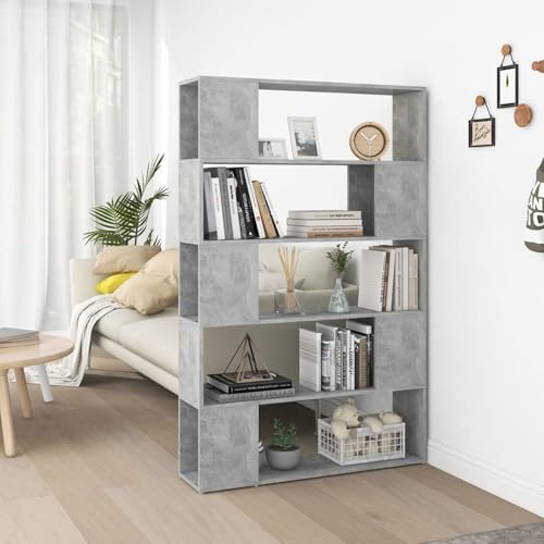 Snsowed Bücherregal Raumteiler Betongrau 100x24x155 cm Holzwerkstoff, Bookshelf, Regalbrett, Book Shelf, Bücher Regal, Deko Regal Wohnzimmer, Standregal - 809201 von Snsowed