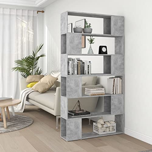 Snsowed Bücherregal Raumteiler Betongrau 100x24x188 cm, Bookshelf, Regalbrett, Book Shelf, Bücher Regal, Deko Regal Wohnzimmer, Standregal - 3082075 von Snsowed