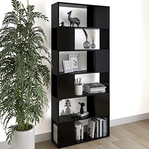 Snsowed Bücherregal Raumteiler Schwarz 80x24x186 cm Holzwerkstoff, Bookshelf, Regalbrett, Book Shelf, Bücher Regal, Deko Regal Wohnzimmer, Standregal - 809153 von Snsowed