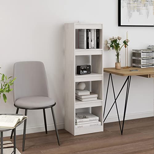 Snsowed Bücherregal Raumteiler Weiß 40x30x135,5 cm Massivholz Kiefer, Bookshelf, Regalbrett, Book Shelf, Bücher Regal, Deko Regal Wohnzimmer, Standregal - 808144 von Snsowed