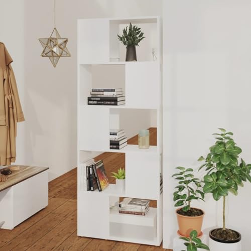 Snsowed Bücherregal Raumteiler Weiß 60x24x155 Holzwerkstoff, Bookshelf, Regalbrett, Book Shelf, Bücher Regal, Deko Regal Wohnzimmer, Standregal - 809089 von Snsowed