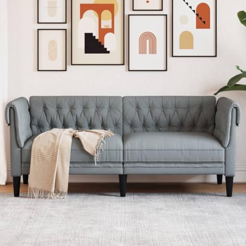Snsowed Chesterfield-Sofa 2-Sitzer Hellgrau Stoff, Loungesofa, Sofas & Couches, Relaxsofa, Couch für Wohnzimmer, 372547 Snsowed Chesterfield-Sofa 2-Sitzer Hellgrau Stoff, Loungesofa, Sofas & Couches, Relaxsofa, Couch für Wohnzimmer, 372547 von Snsowed
