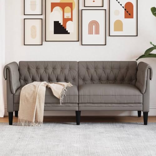 Snsowed Chesterfield-Sofa 2-Sitzer Taupe Stoff, Loungesofa, Sofas & Couches, Relaxsofa, Couch für Wohnzimmer, 372552 Snsowed Chesterfield-Sofa 2-Sitzer Taupe Stoff, Loungesofa, Sofas & Couches, Relaxsofa, Couch für Wohnzimmer, 372552 von Snsowed