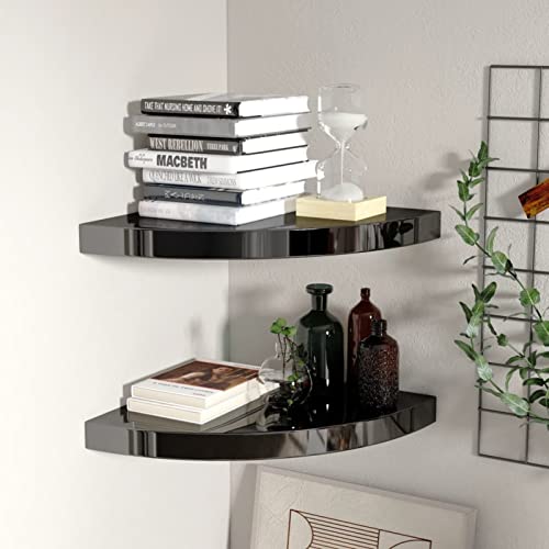 Snsowed Eck-Schweberegale 2 STK Wandregal, Bücherregal, Regale Für Wände, Küchenregal, Regal Zimmer, Regalbrett, Regal Badezimmer, Hochglanz-Schwarz 35x35x3,8 cm MDF Snsowed Eck-Schweberegale 2 STK Wandregal, Bücherregal, Regale Für Wände, Küchenregal, Regal Zimmer, Regalbrett, Regal Badezimmer, Hochglanz-Schwarz 35x35x3,8 cm MDF von Snsowed