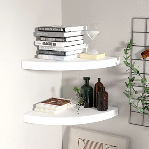 Snsowed Eck-Schweberegale 2 STK Wandregal, Bücherregal, Regale Für Wände, Küchenregal, Regal Zimmer, Regalbrett, Regal Badezimmer, Weiß 35x35x3,8 cm MDF von Snsowed