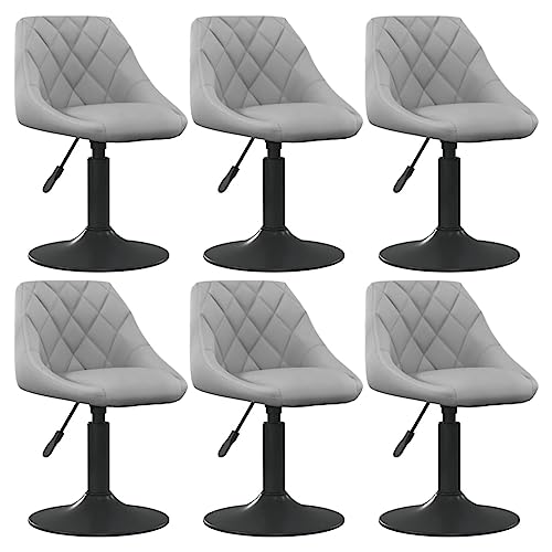 Snsowed Esszimmerstühle 6 STK. Drehbar Hellgrau Samt, Essstuhl, Esstisch Stühle, Küchenstühle, Schlafzimmerstuhl, Dinning Chair, Konferenzzimmer Stühle - 3088802 von Snsowed
