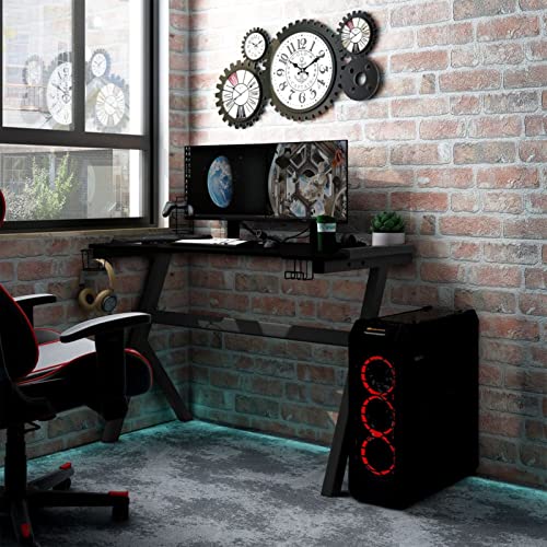 Snsowed Gaming-Schreibtisch und Y-Gestell Schwarz 90x60x75 cm, Gaming Tisch, Computertisch, Computer Desk, Office Table, Bürotisch, Arbeitstisch, Nähtisch, Pc Tisch von Snsowed