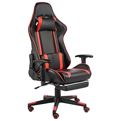 Snsowed Gaming-Stuhl mit Fußstütze Drehbar, Bürostuhl, Gaming Chair, Gaming Sessel, Schreibtisch Stuhl, Drehsessel, Rot PVC von Snsowed