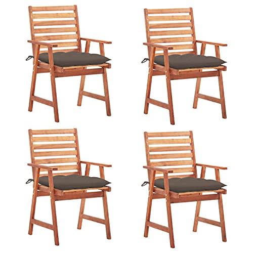 Snsowed Garten-Essstühle 4 STK Gartenmöbel, Balkonstühle, Balkonmöbel, Balkon Stuhl, Bistrostuhl, Garten Stühle, Armlehnenstuhl, mit Kissen Massivholz Akazie von Snsowed