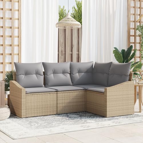 Snsowed Garten-Sofa-Set 4-teilig Grau, Natur Rattan, Polyesterkissen, Balkonmöbel Set, Gartenmöbel Set, Gartenlounge Set, Terassenmöbel, Loungemöbel Terrasse - 3355369 Snsowed Garten-Sofa-Set 4-teilig Grau, Natur Rattan, Polyesterkissen, Balkonmöbel Set, Gartenmöbel Set, Gartenlounge Set, Terassenmöbel, Loungemöbel Terrasse - 3355369 von Snsowed