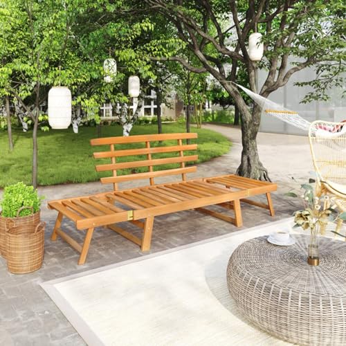 Snsowed Gartenbank, Terrassenmöbel, Parkbank, Garten Banken, Gartenmöbel, Outer Banks, Balkonmöbel, Outdoor Wetterfest, 2-in-1 190 cm Massivholz Akazie von Snsowed
