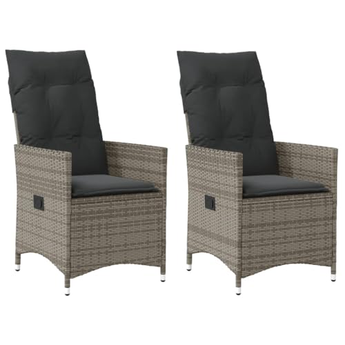 Snsowed Gartensessel mit Kissen 2 STK. Verstellbar Grau Poly Rattan, Gartenstühle, Gartenmöbel, Balkonstuhl, Garten Stühle, Terrassenstühle, Balkonmöbel - 365647 von Snsowed