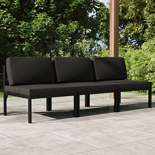 Snsowed Gartensofa 3-Sitzer mit Kissen, Palettensofa, Palettenmöbel Set, Gartensofa, Outdoor Sofa, Gartencouch, Gartenmöbel Lounge, Aluminium Anthrazit von Snsowed