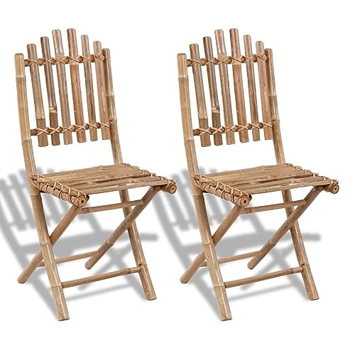 Snsowed Gartenstühle Klappbar 2 STK Gartenmöbel, Balkonstühle, Chair Outdoor, Balkonmöbel, Hochlehner, Essstühle, Balkon Stuhl, Bistrostuhl, Bambus von Snsowed